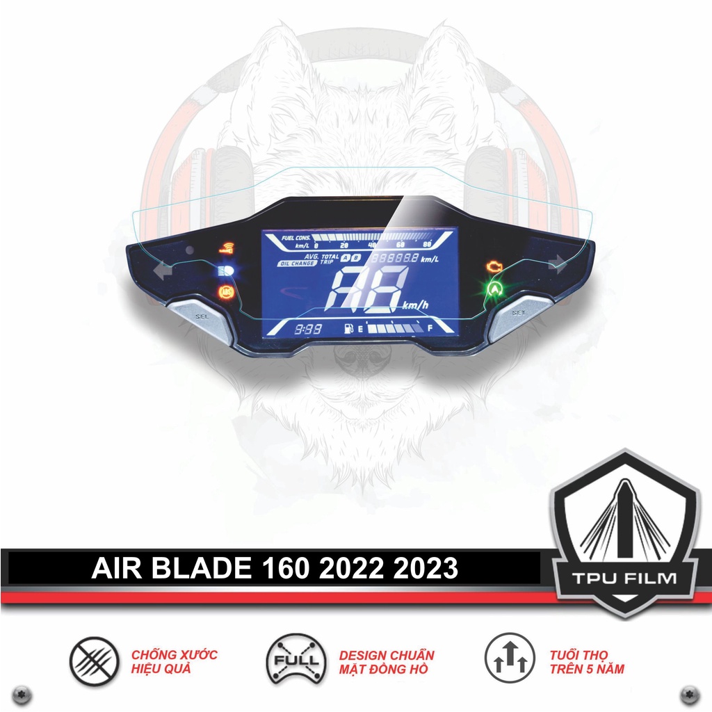 Miếng dán PPF TPU bảo vệ mặt đồng hồ xe AIR BLADE 160 2022 2023 2024 - HONDA AIRBLADE AB160 AB2022 AB2023
