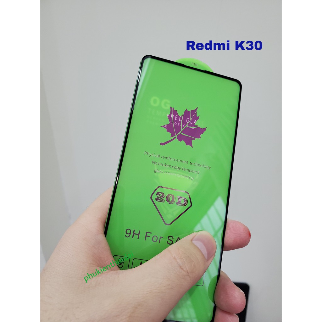 Kính cường lực 20D Redmi K30 FREESHIP Từ 50k Full màn Full keo viền mỏng chất đẹp cao cấp