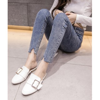 [Hàng order] Quần jeans cạp cao eo lệch cá tính(Q29)