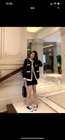 Cadigan dáng dạ tweed