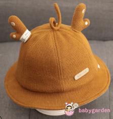 BABYGARDEN-Baby Winter Bucket Hat, Cute Wide Brim UV Protection Fisherman Hat with Deer Antlers