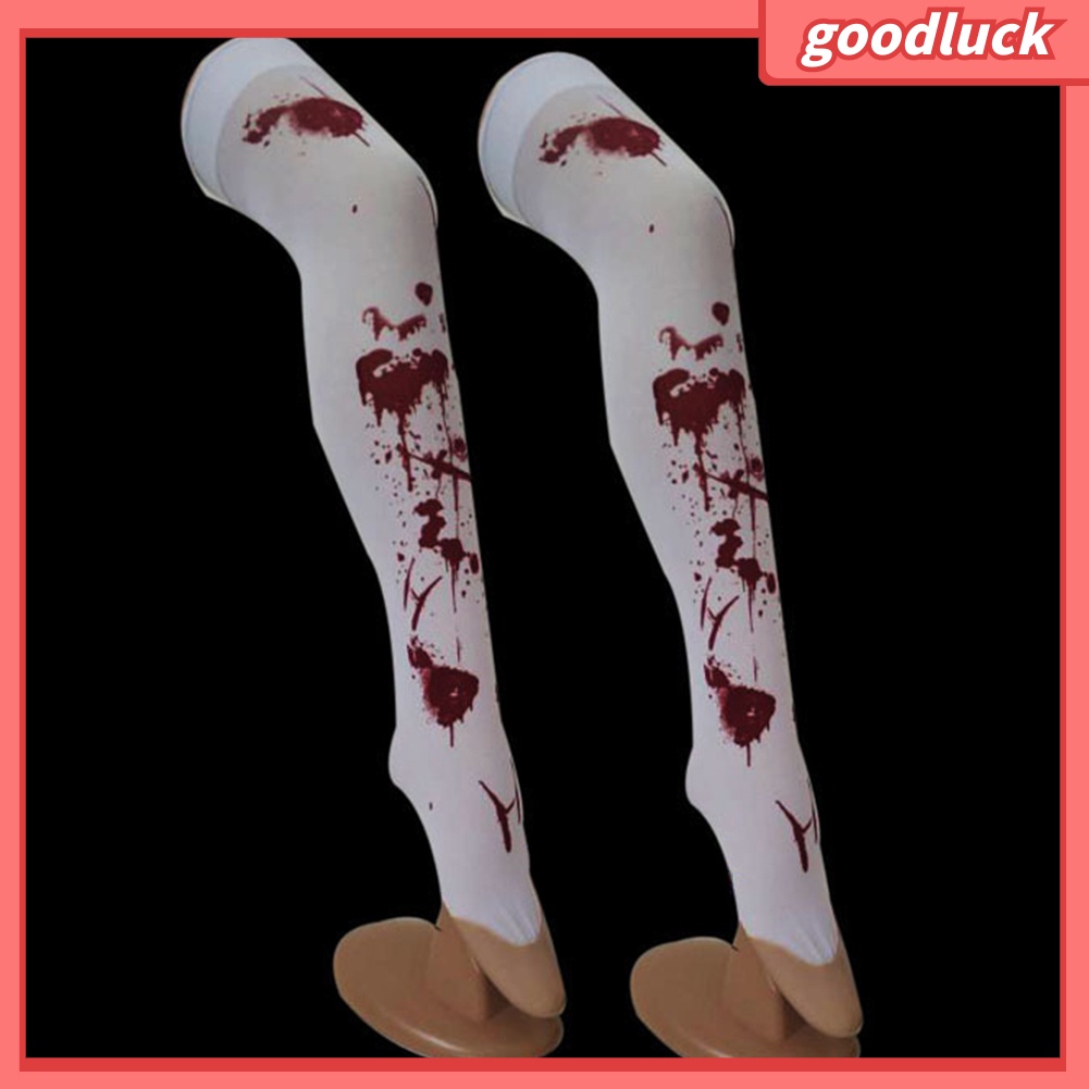 Tất cổ cao họa tiết xương/máu/mạng nhện/dơi thời trang halloween dành cho nữ