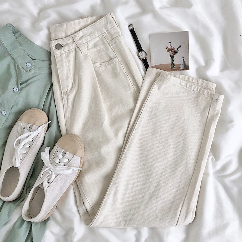 Quần Jean Lưng Cao Trơn Màu 38766