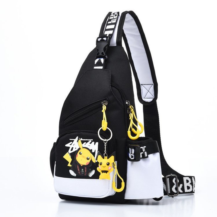 Túi đeo chéo nam nữ họa tiết Pikachu phản quang vải dù Canvas thời trang, tặng kèm móc khóa Pikachu cute, Apolo Shop