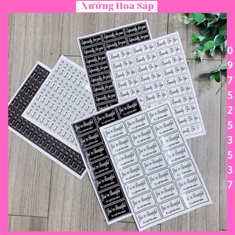 HHS - TEM DÁN HOA HỒNG SÁP (Về Tuỳ Đợt Có Thể Khác Chữ Hoặc Nét Đậm Nhạt)