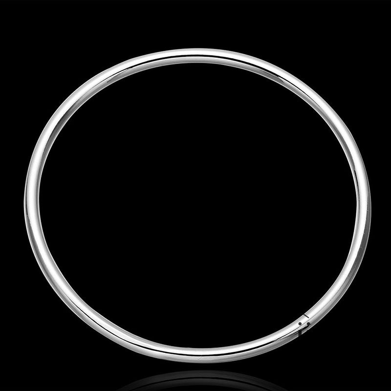 GETNOIVAS Vòng đeo tay tròn mạ bạc 925 thời trang dành cho nam và nữ 3mm