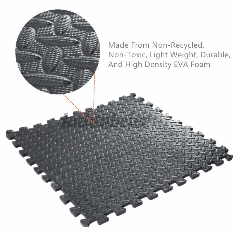 8 Thảm Xốp Lót Sàn Màu Trắng / Đen Interlocking Heavy Duty EVA Foam Gym Flooring Floor Tiles High Density EVA Foam Carpet Textured Mats