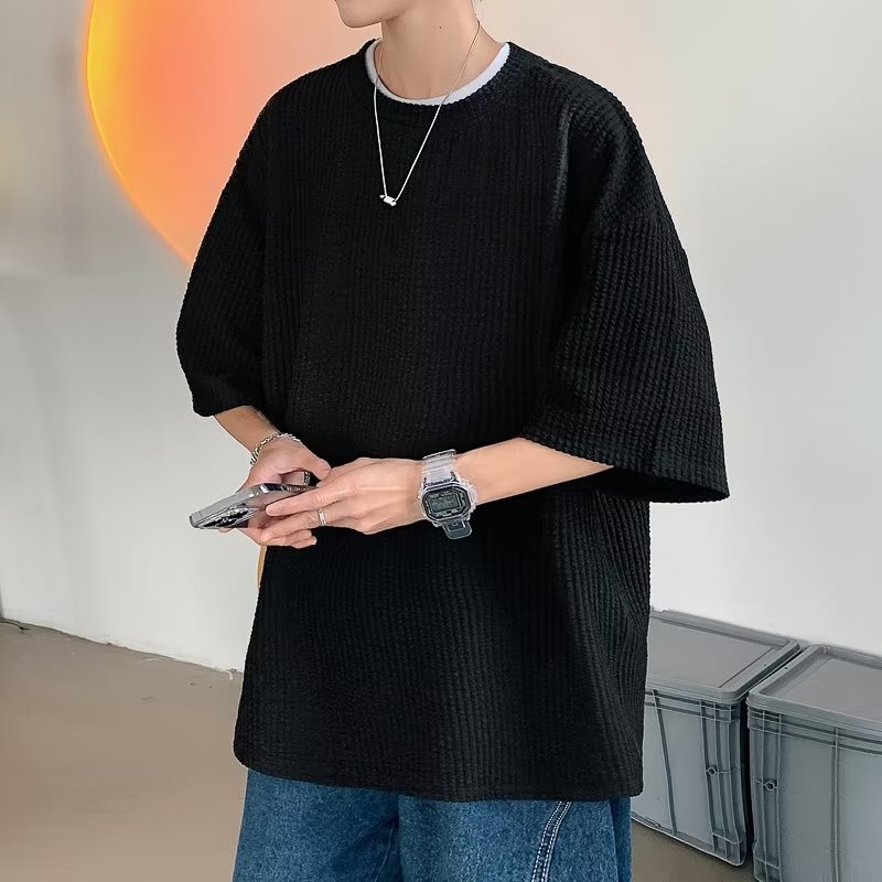 Áo Thun nam form rộng Cotton áo trắng Trơn Cổ Tròn Ngắn Tay Cỡ Lớn áo phông form rộng Thời Trang Unisex Đơn Giản áo phông nữ