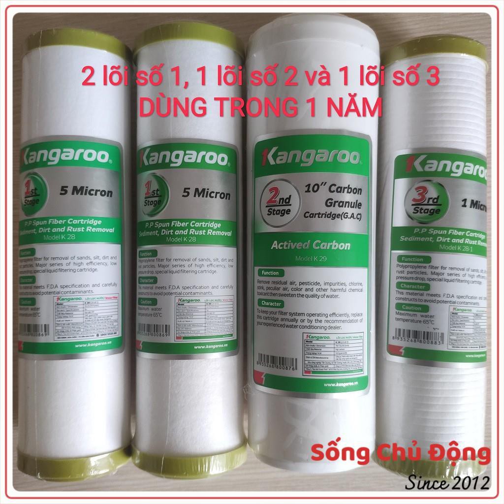 Lõi lọc thô Kangaroo chính hãng ( set 2 lõi 1, 1 lõi 2, 1 lõi 3 ) thay thế được tất cả các dòng máy lọc nước