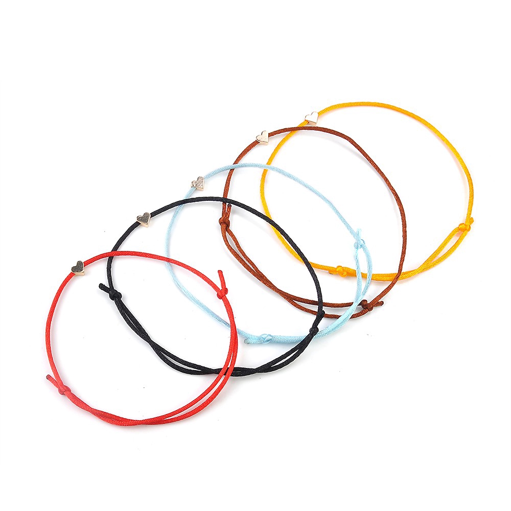 Vòng tay may mắn dây mặt hình trái tim có thể điều chỉnh kích thước | BigBuy360 - bigbuy360.vn