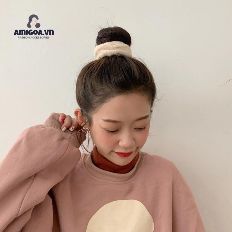 Dây Cột Tóc Lông Thỏ Mềm Mại Giữ Ấm Dễ Thương