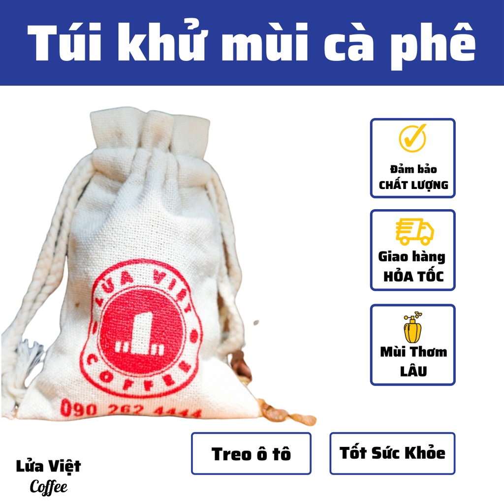 Túi Thơm để Tủ Quần Áo Treo Xe Ô Tô Hạt Cà Phê thơm tự nhiên Vải Bố 80g túi Khử mùi siêu bền đẹp cà phê thơm lâu