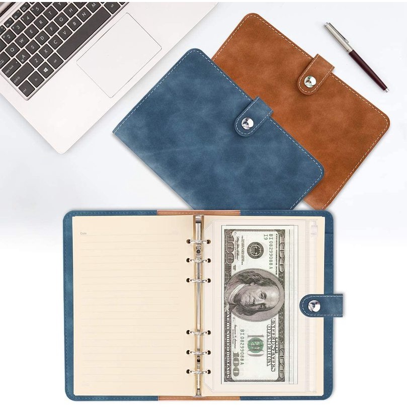 Bìa Da PU Đựng Tiền Tài Liệu Cỡ A6 Có Khóa Kéo Tiện Dụng