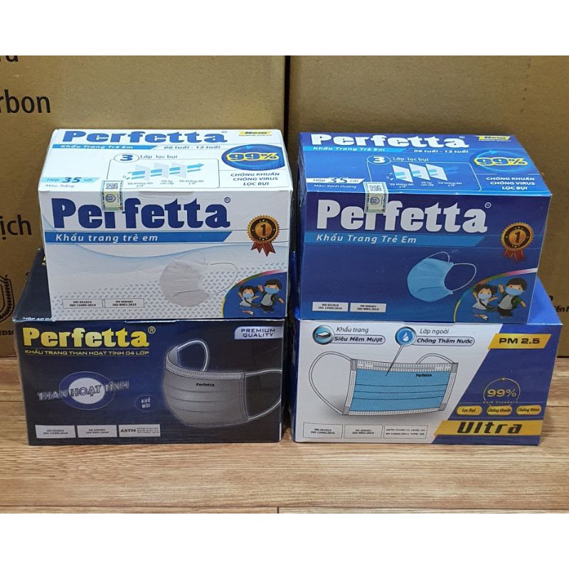 Khẩu Trang Y Tế cao cấp 😷 Perfetta trẻ em 😷 Perfetta Ultra xanh 😷 Perfetta than hoạt tính.