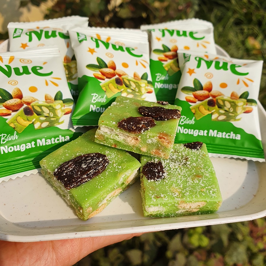 Kẹo Hạt Nougat, Kẹo Nougat Hạnh Phúc Ăn Kiêng, ăn vặt thơm ngon Healthy 210G - Vị MatCha - Sữa