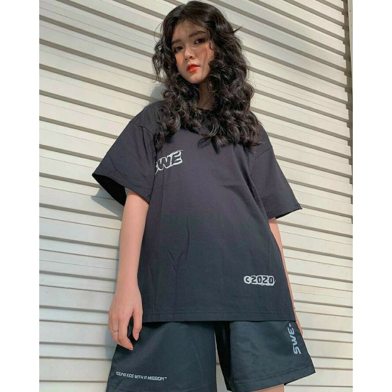Áo thun SWE Khói Unisex Phông Nam Nữ Ulzzang Form Rộng Full Tag Hãng