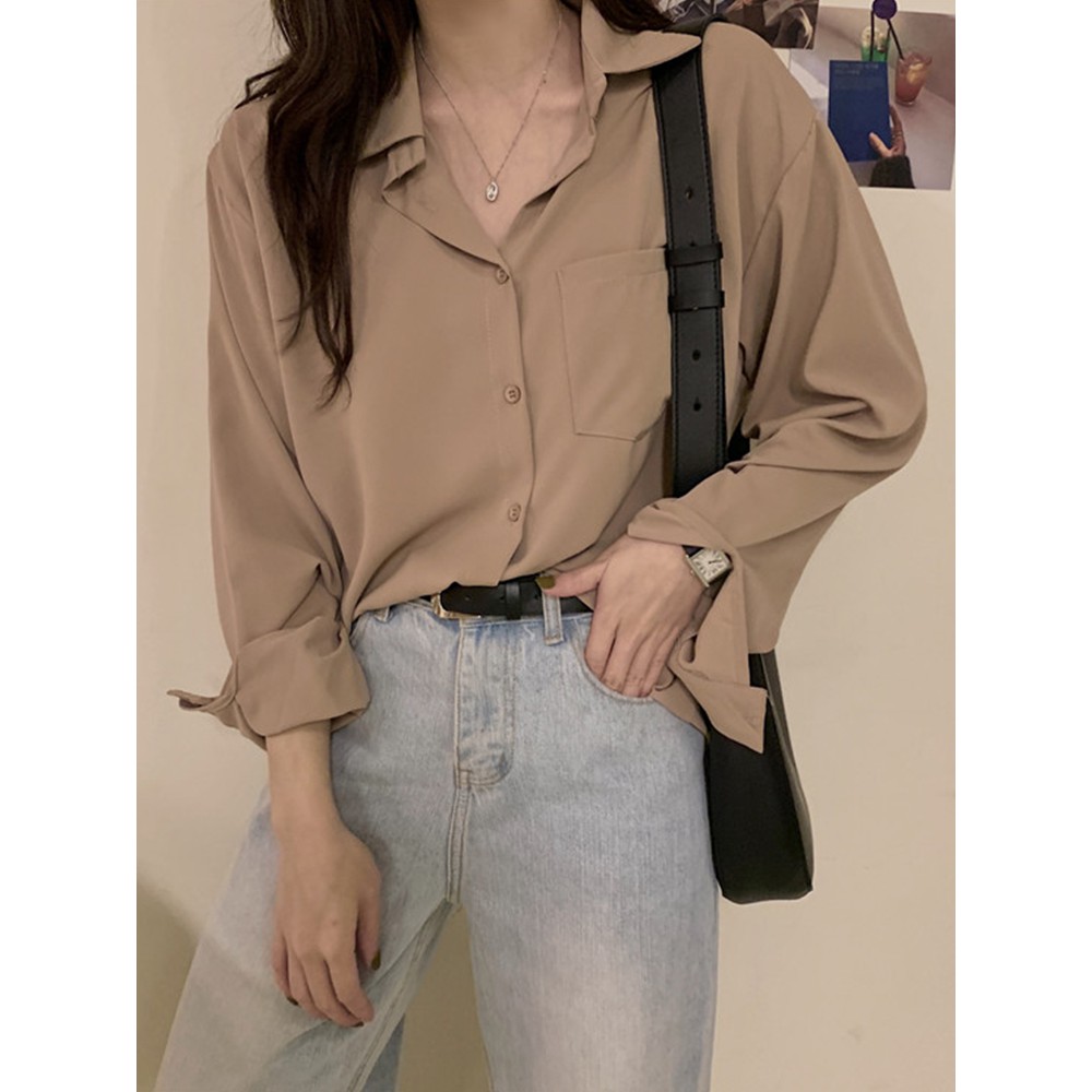 Áo sơ mi tay dài phong cách hàn quốc Ulzzang