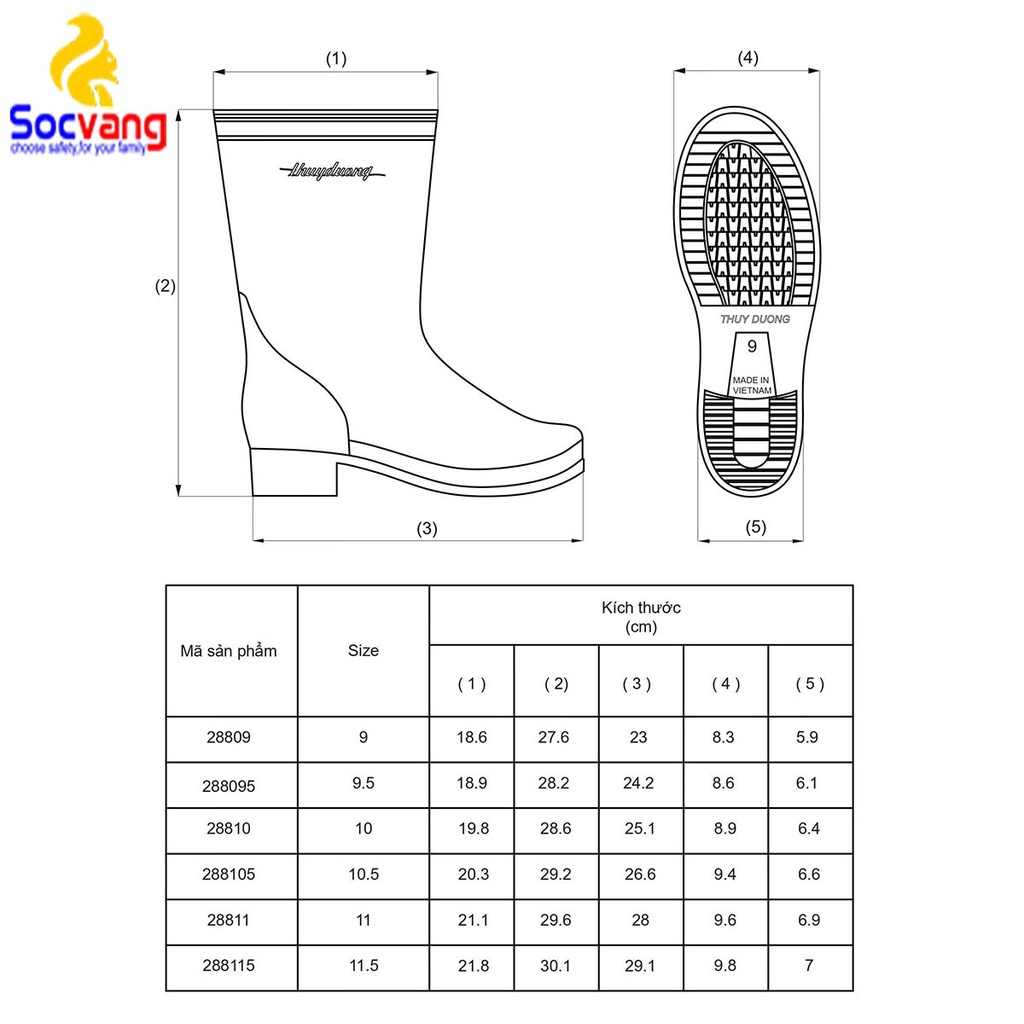 Ủng Lội Nước Trắng Đế Vàng Thùy Dương cao cấp