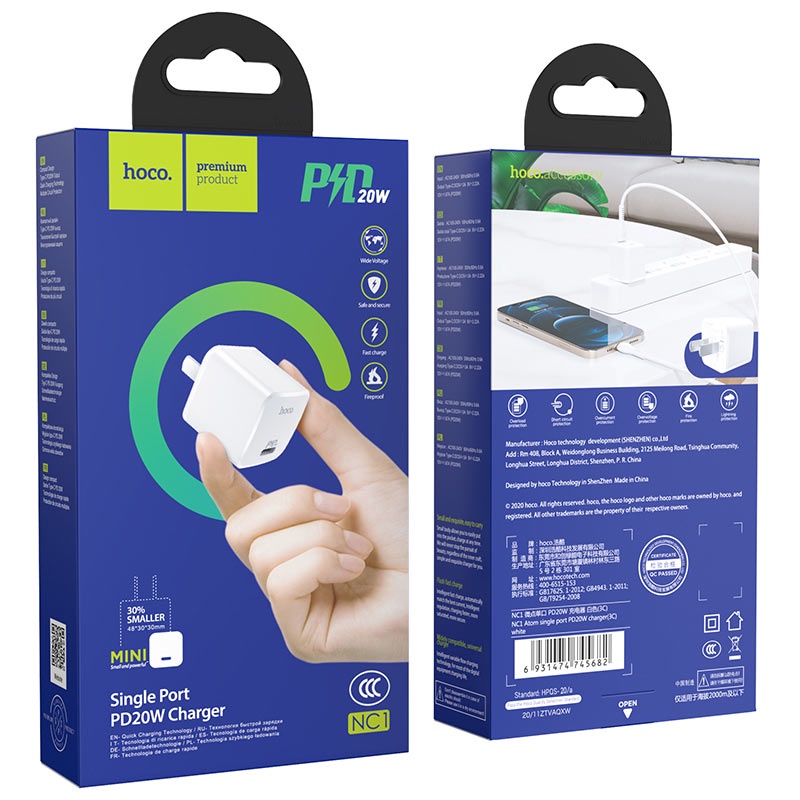 Bộ sạc cáp HOCO NC1 sạc nhanh PD 20W