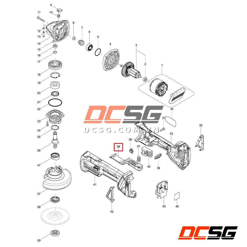 Cần gạt công tắc DGA408/ DGA417/ DGA418/ DGA419/ DGA519 Makita 142976-6 | DCSG