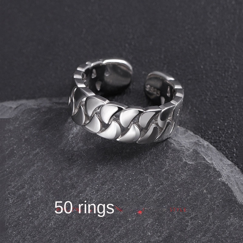 Nhẫn Hở Phối Dây Xích Bản Rộng Thời Trang Cá Tính Cho Nam