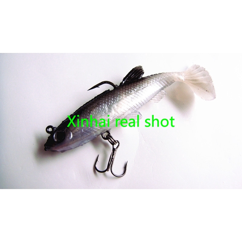 5 pcs / set Black and white lead fish Soft fish tail 14 g 8 cm squid bait line special soft bait