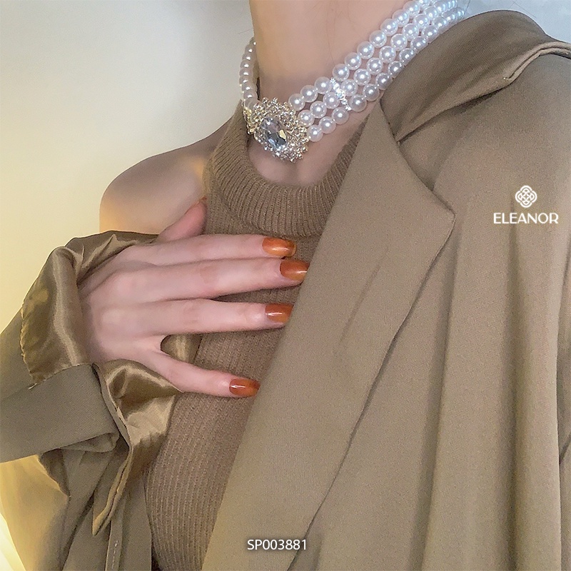 Dây chuyền nữ ngọc trai nhân tạo Eleanor Accessories choker mặt đính đá phụ kiện trang sức 3881