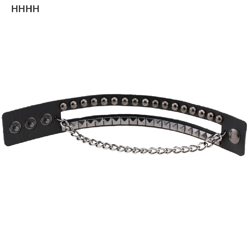 Vòng tay da bản to đính đinh tán phong cách Gothic Punk