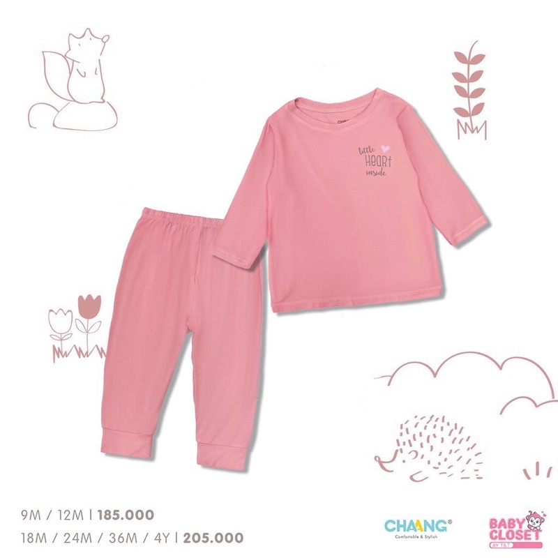Bộ quần áo dài tay Chaang 6 màu size 3m-4y