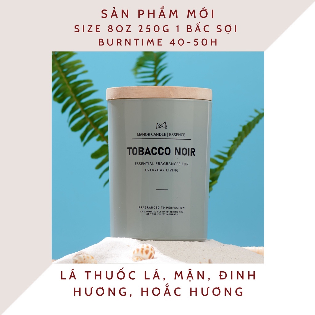 [Mã LIFE20KALL giảm 10% đơn 50K] Nến thơm TOBACO NOIR cao cấp không khói an toàn, sáp cọ size 8oz 1 bấc 250gram