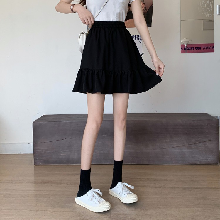 Chân Váy Ngắn Lưng Cao Màu Trơn Phong Cách Hàn Quốc | BigBuy360 - bigbuy360.vn