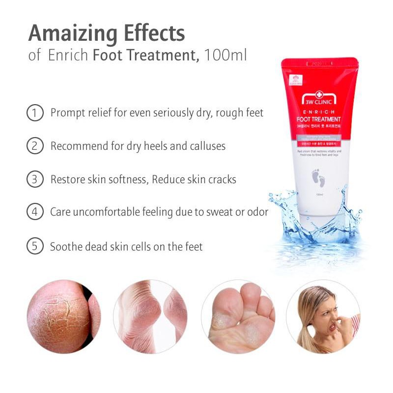 Kem Dưỡng Da Chân 3W Clinic Enrich Foot Treatment 100ml