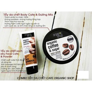 Tẩy da chết toàn thân Organic Coffee Shop Body Scrub 250ml bản Nga - mỹ phẩm MINH HÀ cosmetics