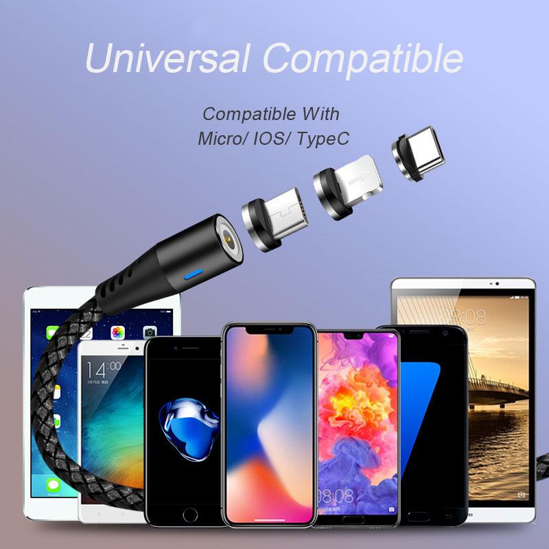 Bộ Sạc Nhanh 2.1a Type C / Ios / Micro Usb 360 Dài 1m / 2m Cho Iphone 11 Pro Max Vivo Xiaomi Samsung Huawei