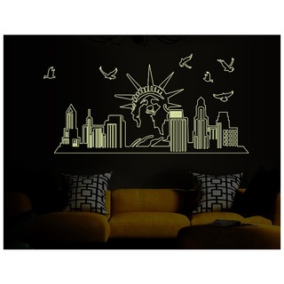 Decal dán tường thành phố dạ quang 1 BINBIN PK94 (Có sẵn keo)