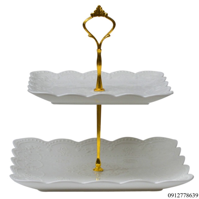 Khay 2 tầng sứ