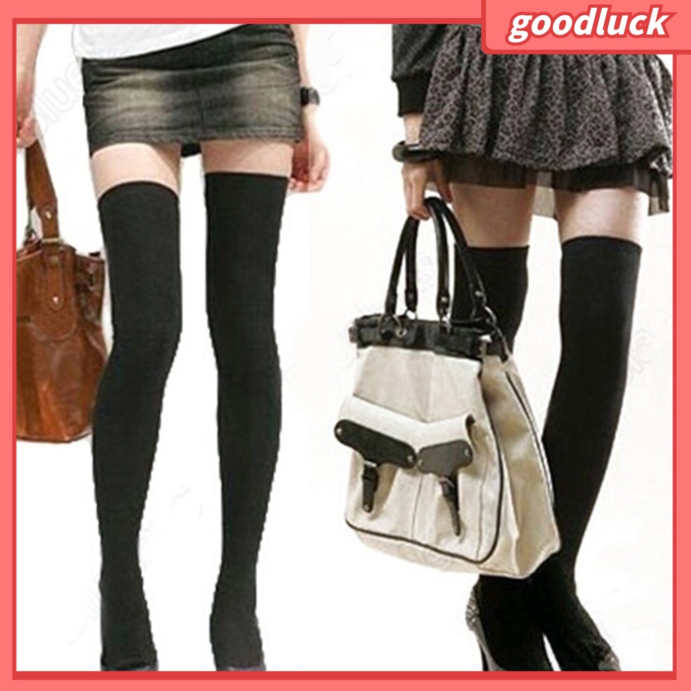 Tất cotton co giãn dài qua gối thời trang cho nữ