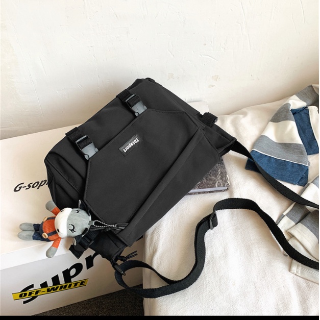 Túi đeo chéo chất vải Canvas dáng Unisex 2 màu đi học đi chơi