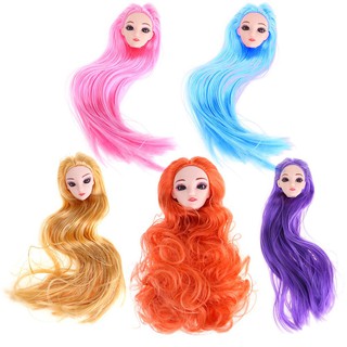 Đầu búp bê tóc dài mắt 3D chân thật