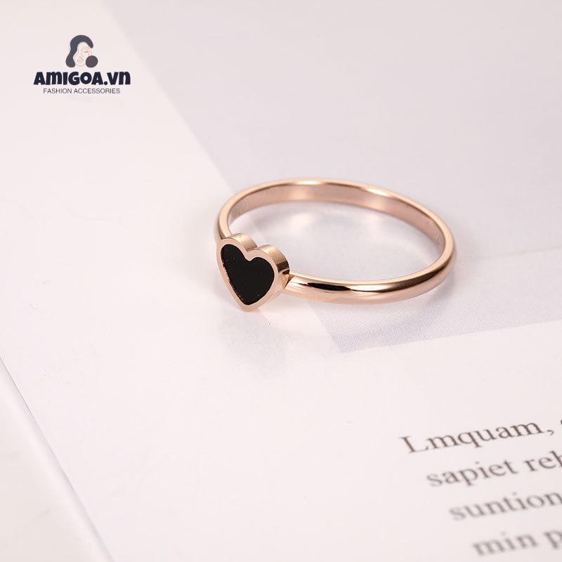 Nhẫn Vỏ Đen Trái Tim Dễ Thương