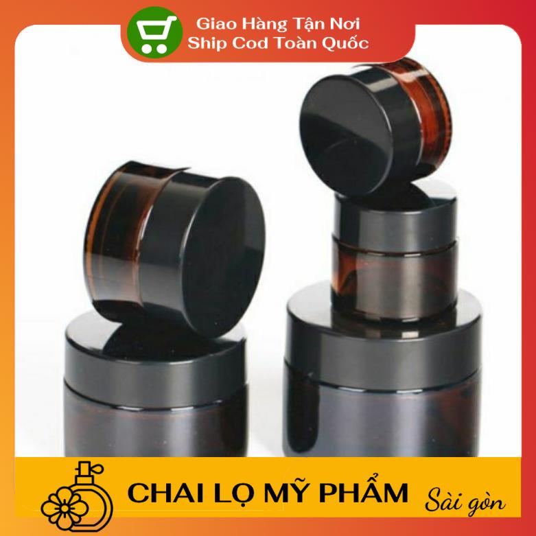 [SIÊU RẺ] Hủ Đựng Kem ❤ Hũ Chiết Kem Thủy Tinh Nâu 10g chiết mỹ phẩm , phụ kiện du lịch