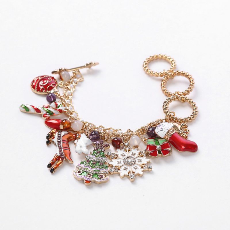 Flgo Vòng Tay Hợp Kim Mặt Hình Ông Già Noel Trang Trí Cây Thông Giáng Sinh