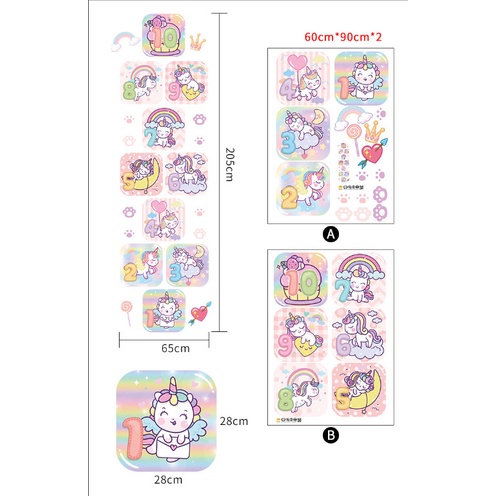 Decal trang trí tường - Ô lò cò kỳ lân hồng