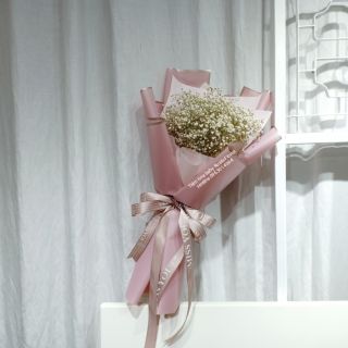 [ Hoa Khô Tết ] Bó hoa baby khô trắng tone giấy hồng nhẹ nhàng thích hợp làm quà tặng ý nghĩa, trang trí decor