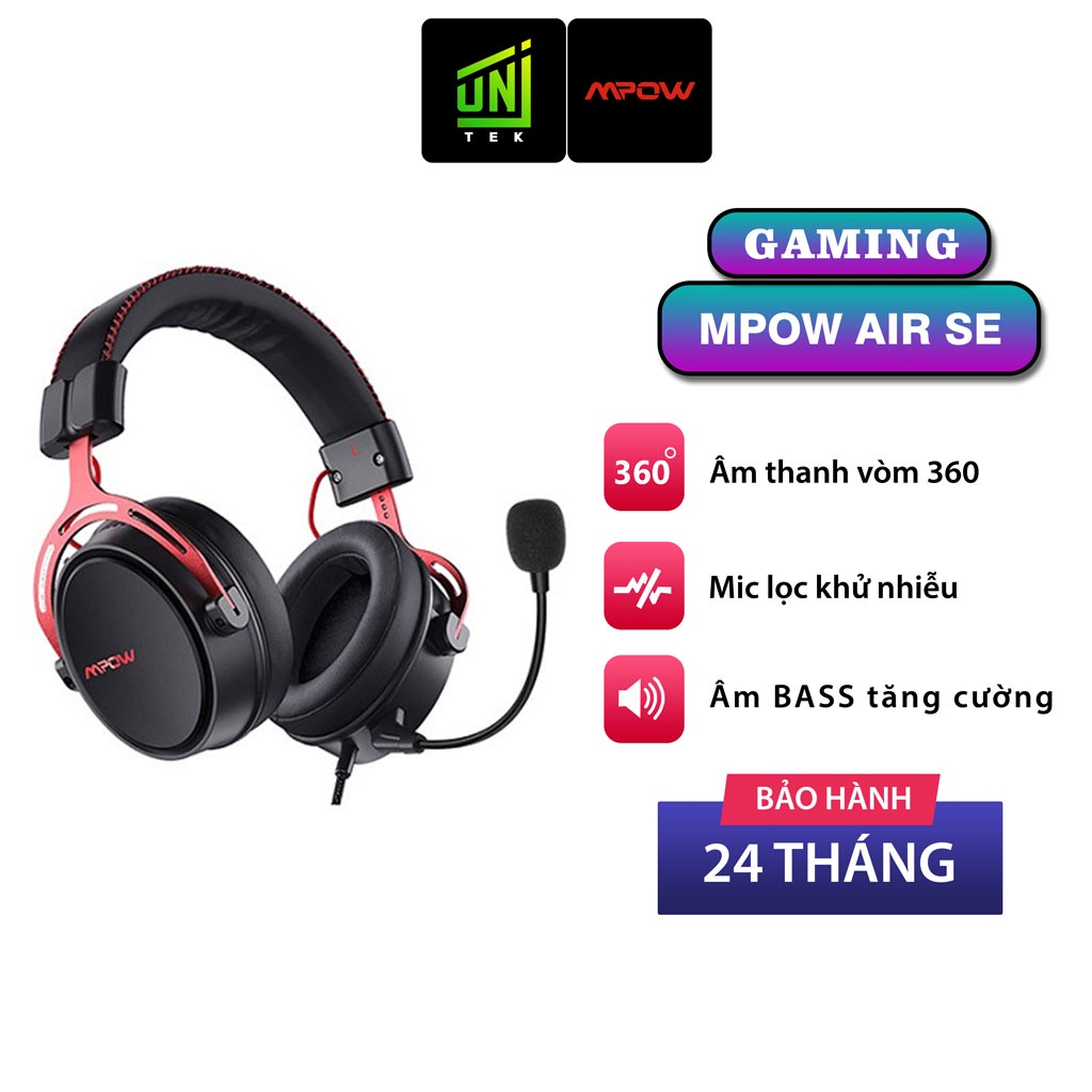 Tai Nghe Gaming Headphone MPOW Air SE Âm Thanh Vòm 360, Bass Tăng Cường, Mic Khử Nhiễu - Chính Hãng BH 24 Tháng UniTek