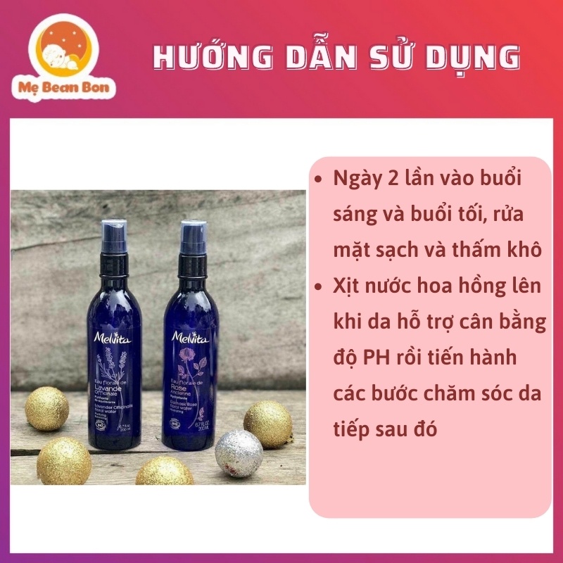 Nước hoa hồng/Toner Melvita Damask Rose Floral Water (200ml), Pháp