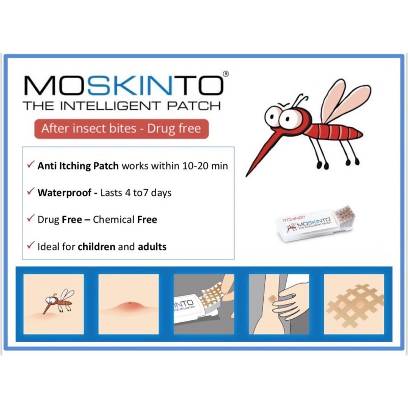 Moskinto Đức hộp 24 Miếng dán giảm ngứa và sưng do muỗi và côn trùng cực hiệu quả cho trẻ - Đức