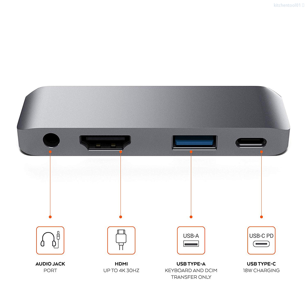 Type-c to USB Adapter Tablet HDMI-compatible USB PD 3.5mm Audio Port Hub Replacement for iPad Pro 2018 kitchentool