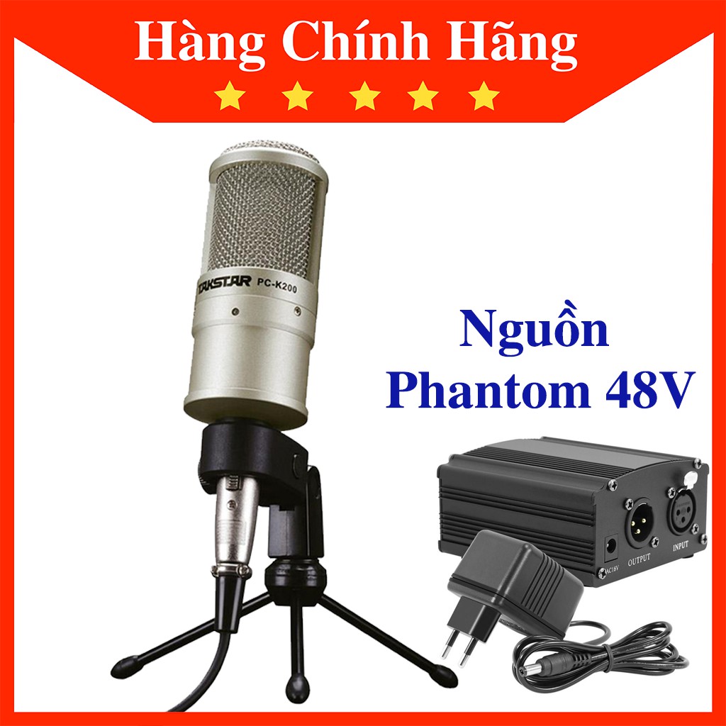 [Mã ELFLASH5 giảm 20K đơn 50K] Combo Mic Thu Âm Takstar PC-K200 kèm nguồn Phantom 48V