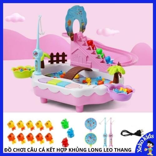 Bộ đồ chơi câu cá nam châm có đèn nhạc kết hợp khủng long leo thang cho bé trai,gái 2 3 4 5 6 7 tuổi. Đồ chơi trẻ em XEK